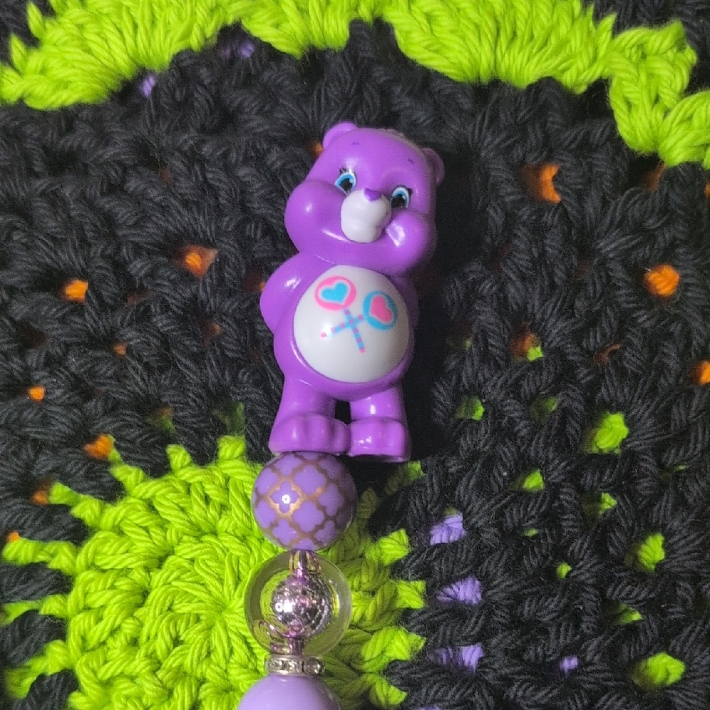 Purple Bear Toy with Beads